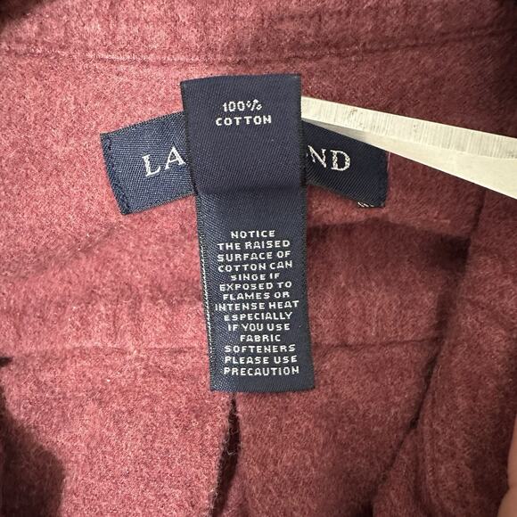 Lands End Flannel Shirt Mens XL Solid Burgundy Chamois Cloth Brushed Outdoor - Picture 9 of 11